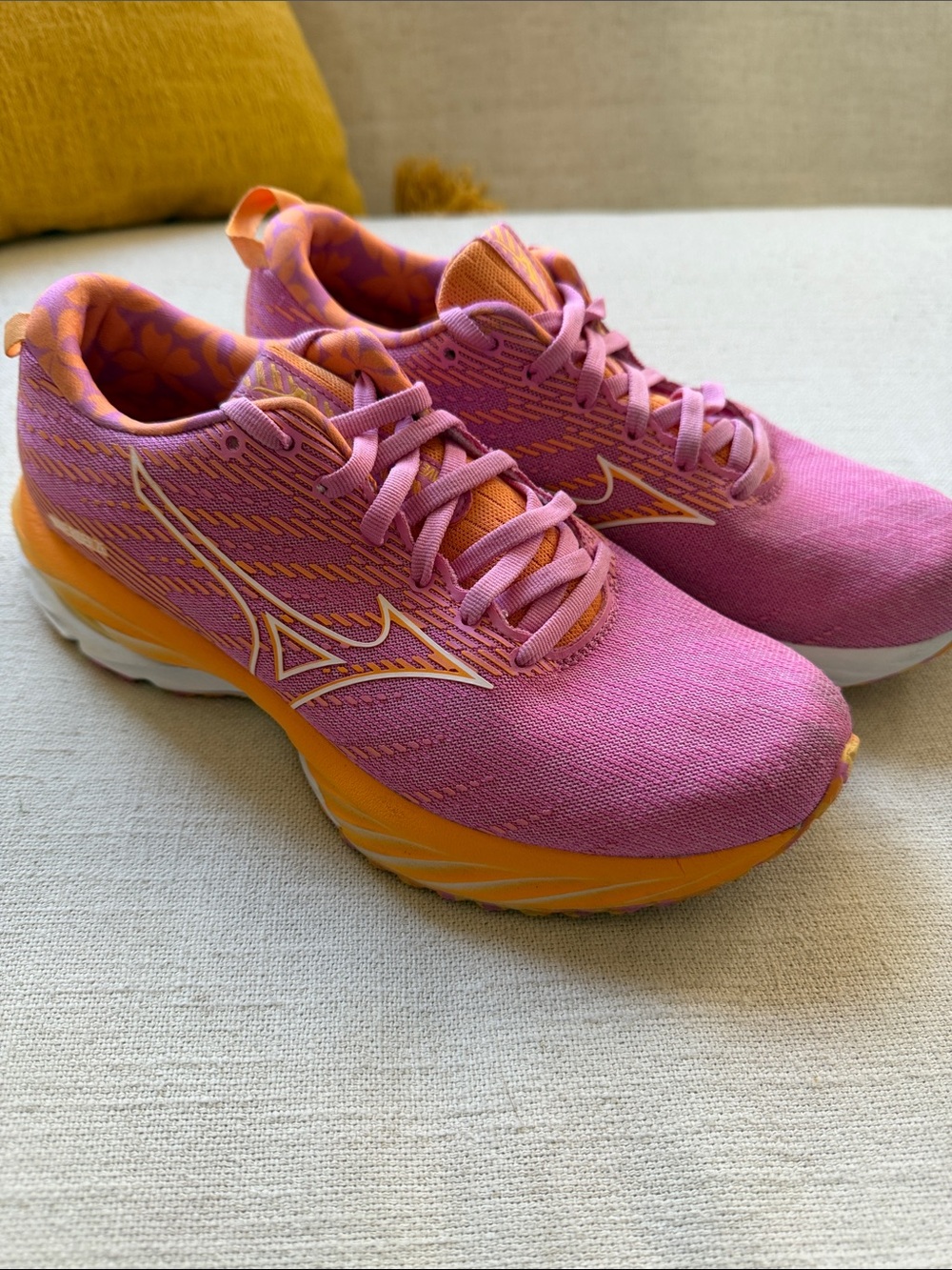 Mizuno Pink and Orange Women's Running Sneakers